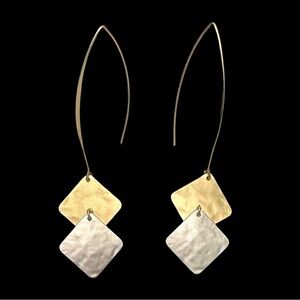 Jane Marie Earrings Matte Gold Tone Silver Tone 3 Inch Length New